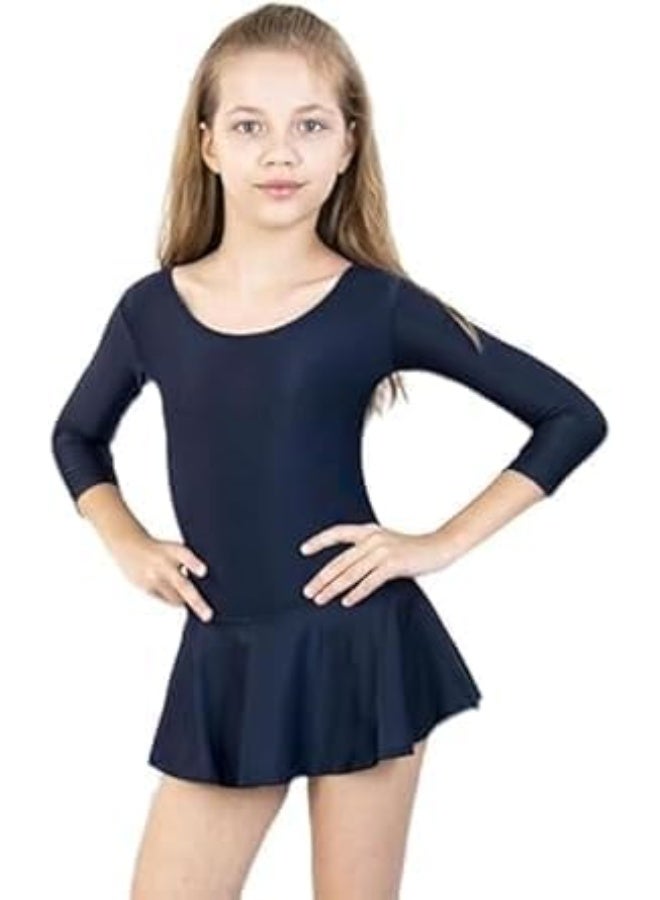 فستان رقص للباليه والجمباز للبنات – بدلة جسم بأكمام طويلة مع تنورة خفيفة للتدريب والعروض 16سنة - Image 1